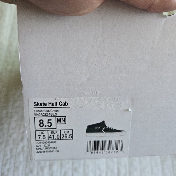 Vans Skate Half Cab Men 8.5 Mid Top Tartan Blue Green New Popcush 032026 - Picture 9 of 9